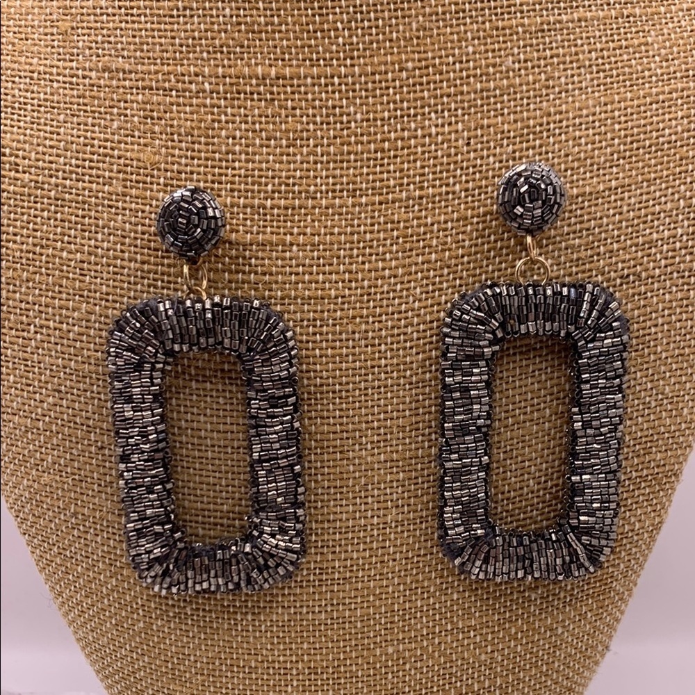 Panacea Beaded Rectangle Drop Earrings